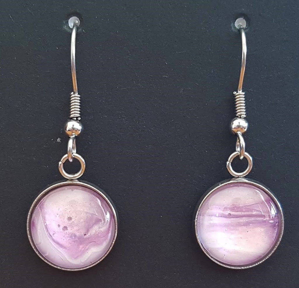 Silver Earrings - Pink