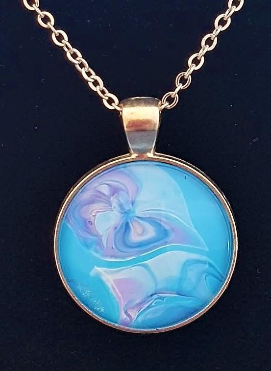 Silver Pendant - Pink, White, Blue