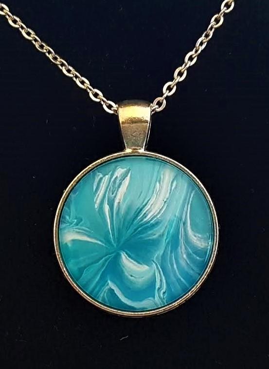 Silver Pendant - Blue, White