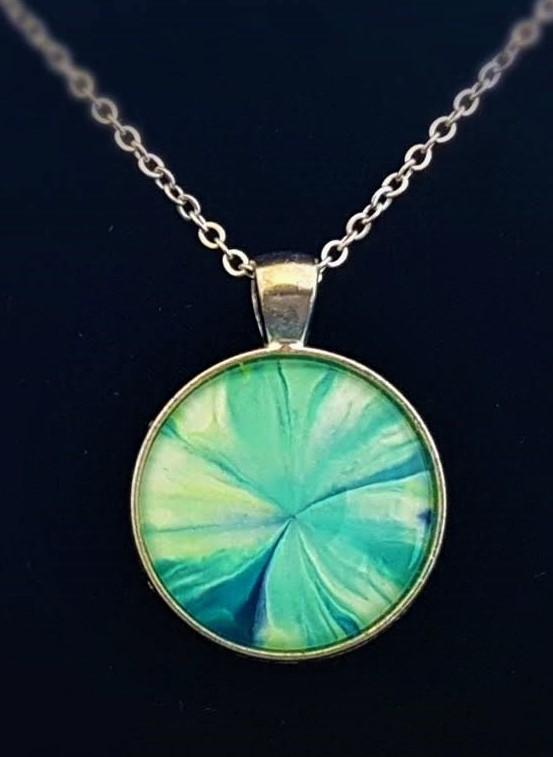 Silver Pendant - Teal, Green