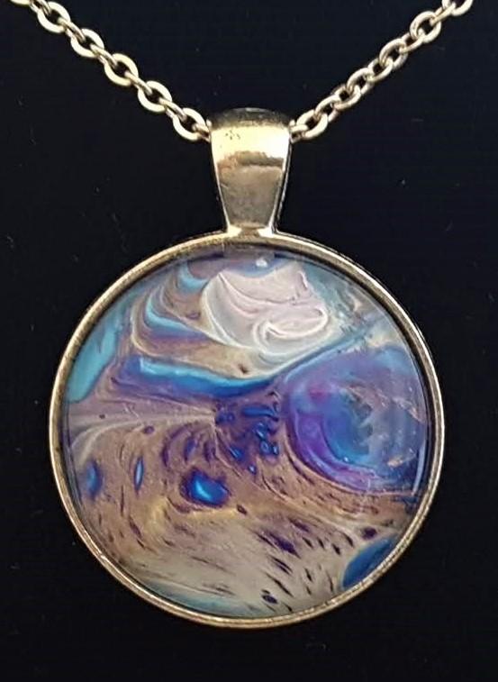 Silver Pendant - Purple, Blue, Gold